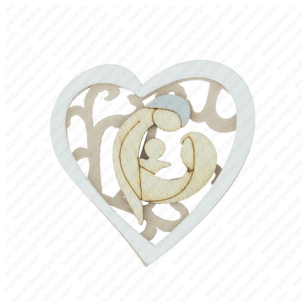 LEGNETTO CUORE CON NATIVITA' CM 4,7X4,9