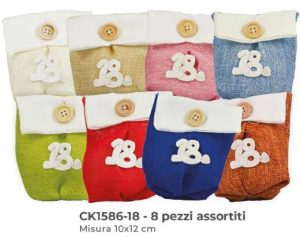 SACCHETTO STOFFA CON BOTTONE 18 ASSORTITI