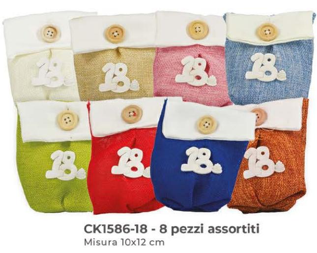 SACCHETTO STOFFA CON BOTTONE 18 ASSORTITI
