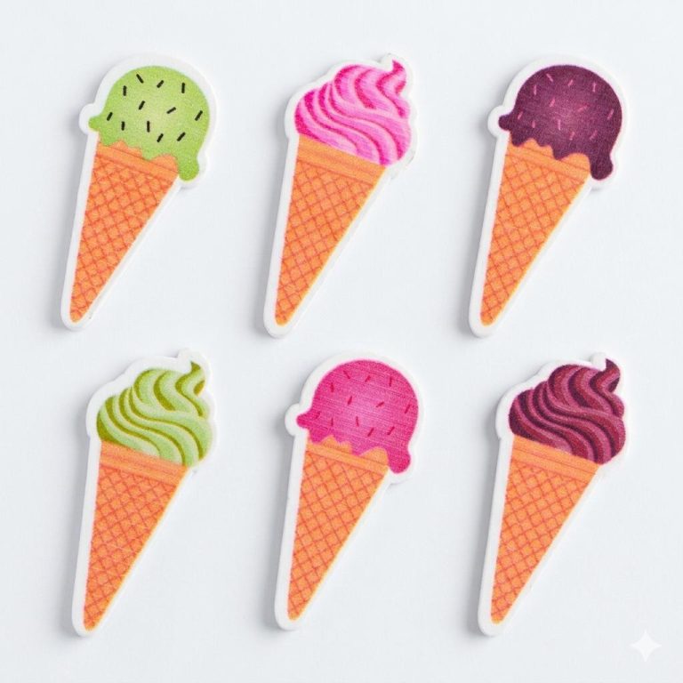 LEGNETTI CONO GELATO CON ADESIVO 6 ASSORTITI 2X4