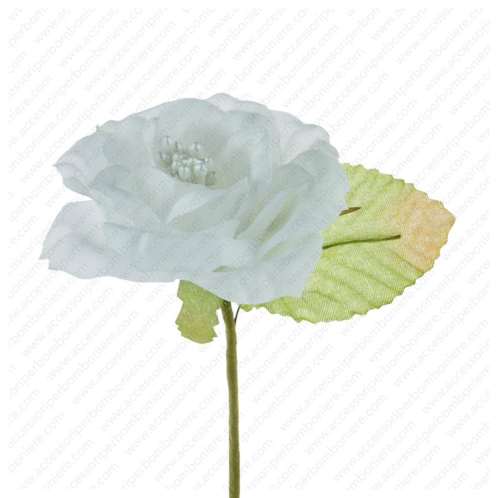 FIORE ART. ROSA APERTA CON PISTILLI E FOGLIA