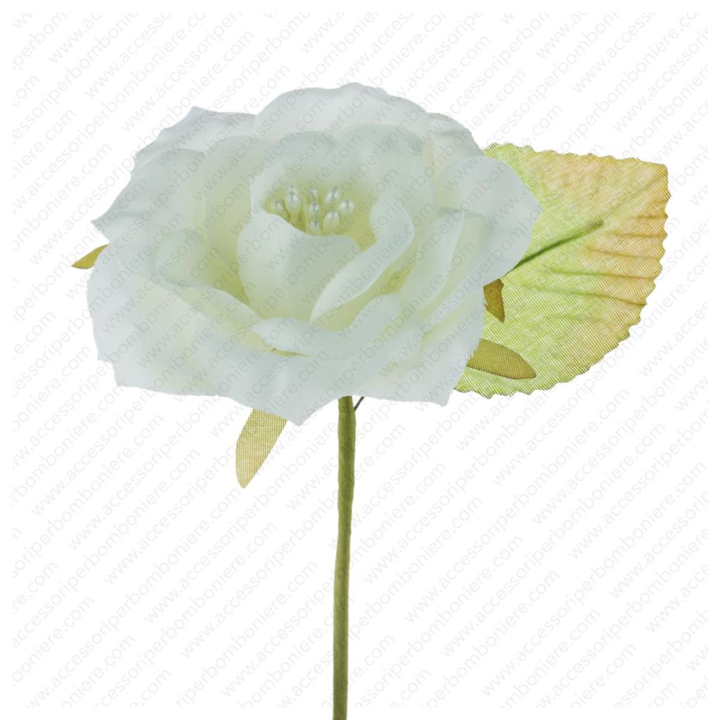 FIORE ART. ROSA APERTA CON PISTILLI E FOGLIA