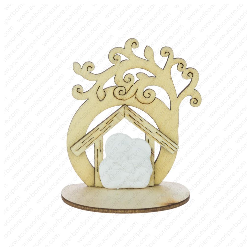 LEGNETTO GRANDE ALBERO VITA E NATIVITA' CM 6X4,5X7