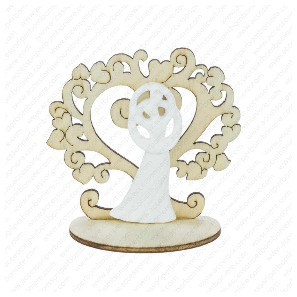 LEGNETTO GRANDE ALBERO VITA CON SPOSI IN GESSO CM 6X4,5X7