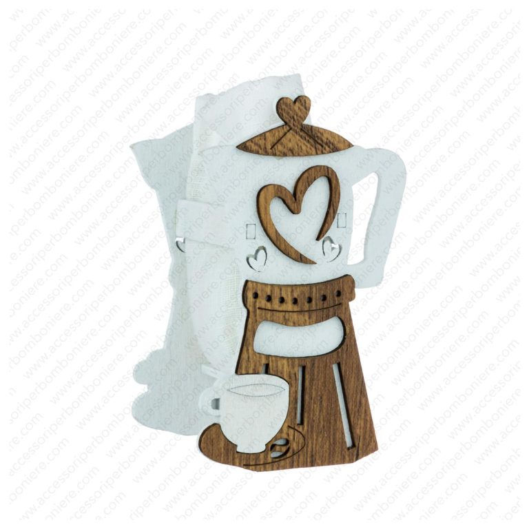 SCATOLA LEGNO CAFFETTIERA CON SACCHETTO CM 5X4,5X9