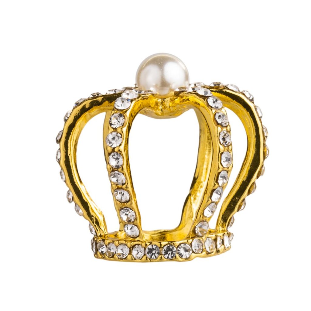 CORONA PICCOLA CON PERLE IN METALLO 2,2 X 3.2 CM
