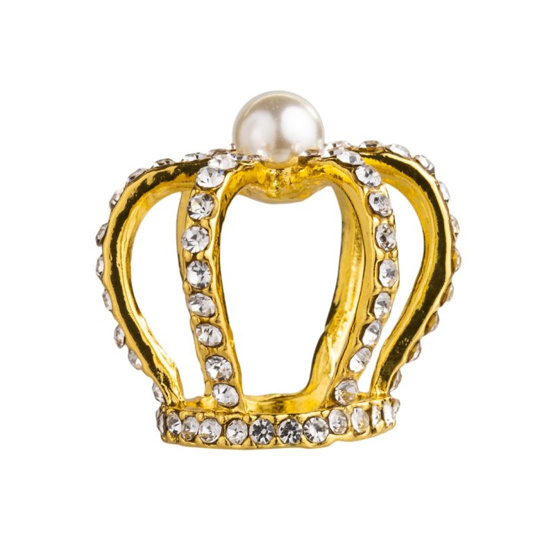 CORONA PICCOLA CON PERLE IN METALLO 2,2 X 3.2 CM