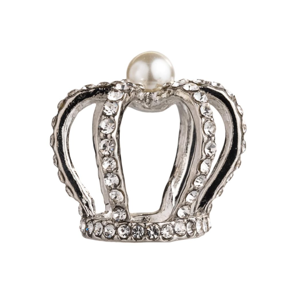 CORONA PICCOLA CON PERLE IN METALLO 2,2 X 3.2 CM