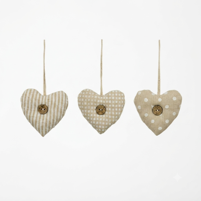 SACCHETTO STOFFA CUORE – 3 SOGGETTI ASSORTITI