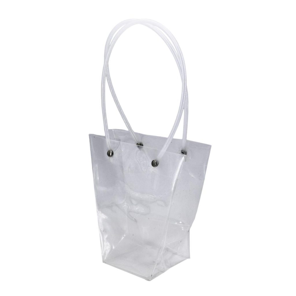 BORSETTA TRASPARENTE CON MANICI 8X8X16