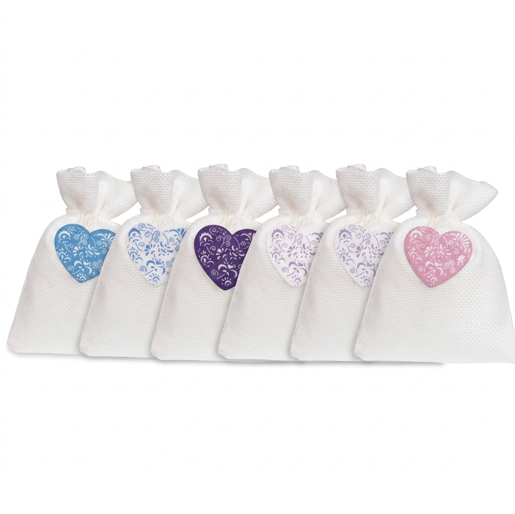 SACCHETTO ASS. CON APPLICAZIONE LEGNETTO CUORE